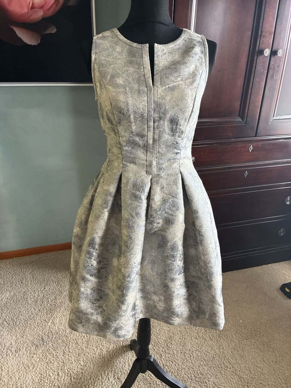 Vince Camuto Sleeveless Metallic Jacquard Fit and Flare Dress Sz 4 A717